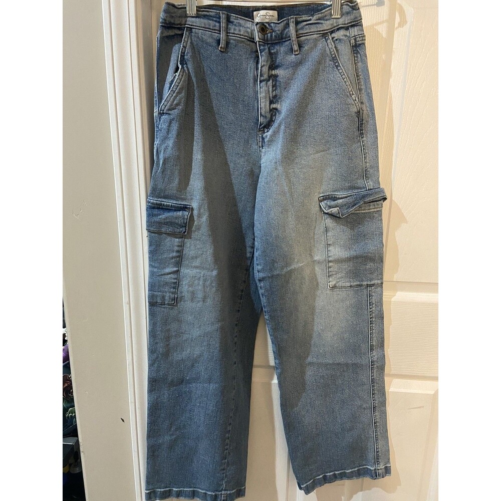 Jessica Simpson Women's High Rise Stretch Cargo Jeans Wash Size 4